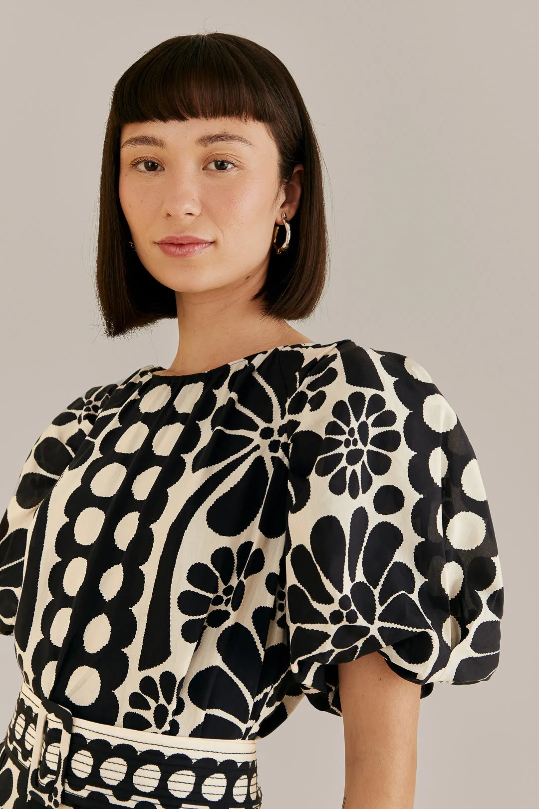 Black Palermo Puff Sleeve Mini Dress