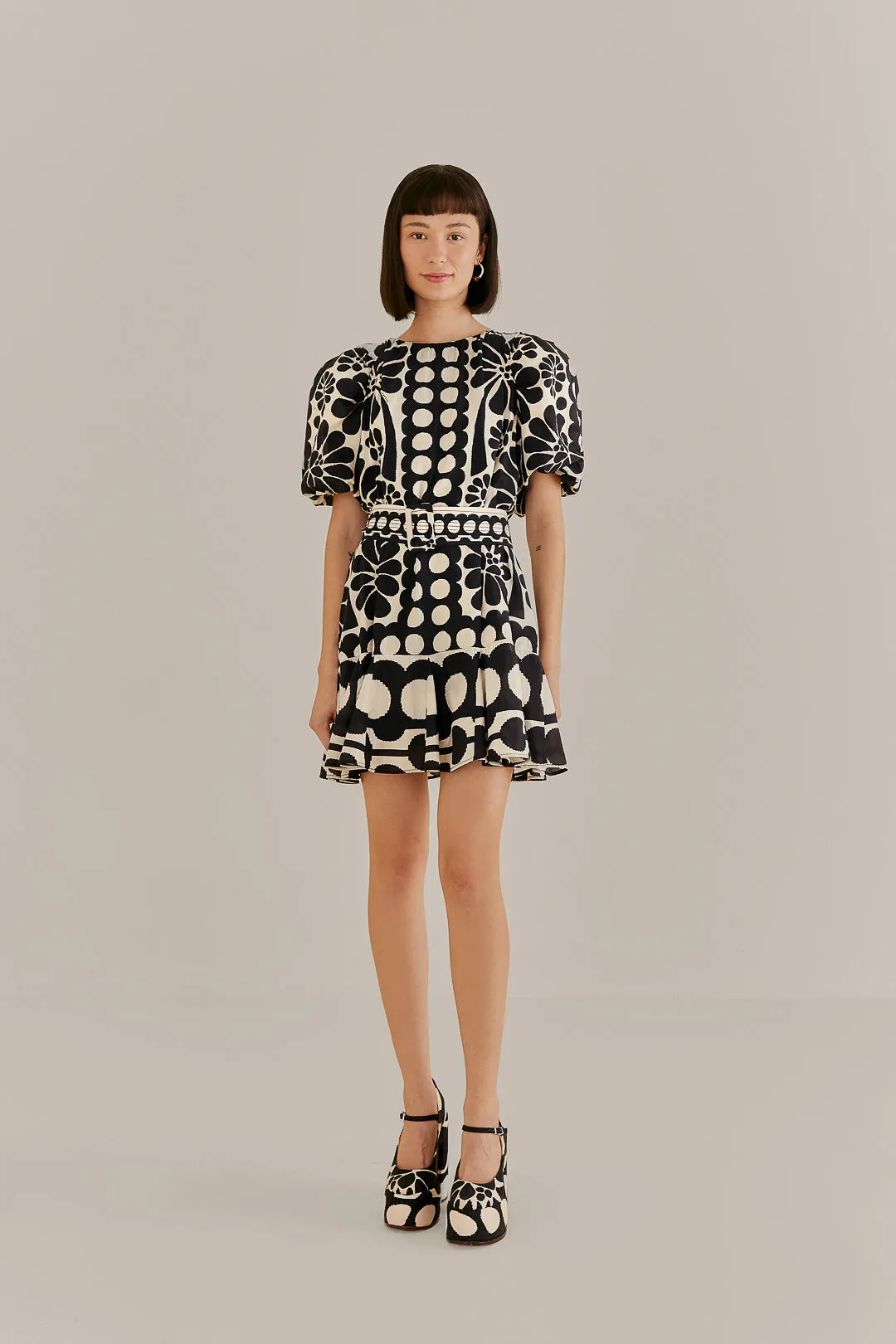 Black Palermo Puff Sleeve Mini Dress