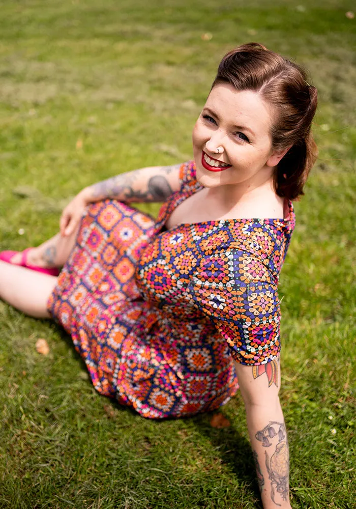 Eleonore Crochet Print Midi Dress