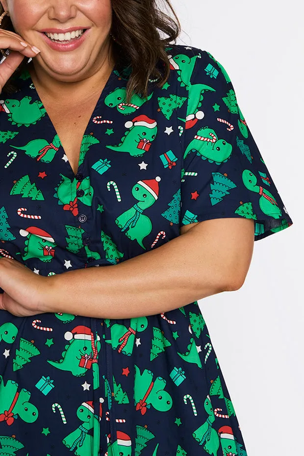 Marley Cotton Dino Christmas Dress