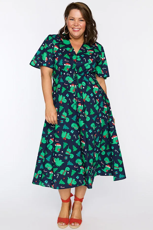 Marley Cotton Dino Christmas Dress