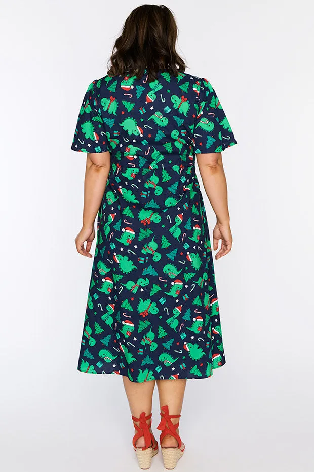 Marley Cotton Dino Christmas Dress