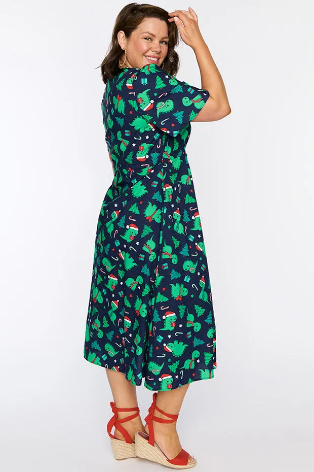 Marley Cotton Dino Christmas Dress