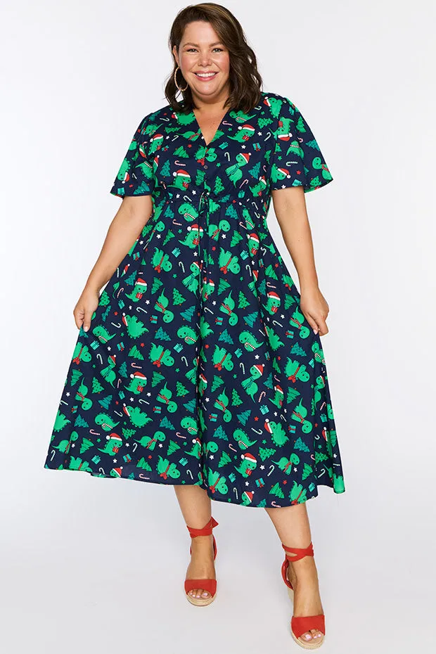 Marley Cotton Dino Christmas Dress